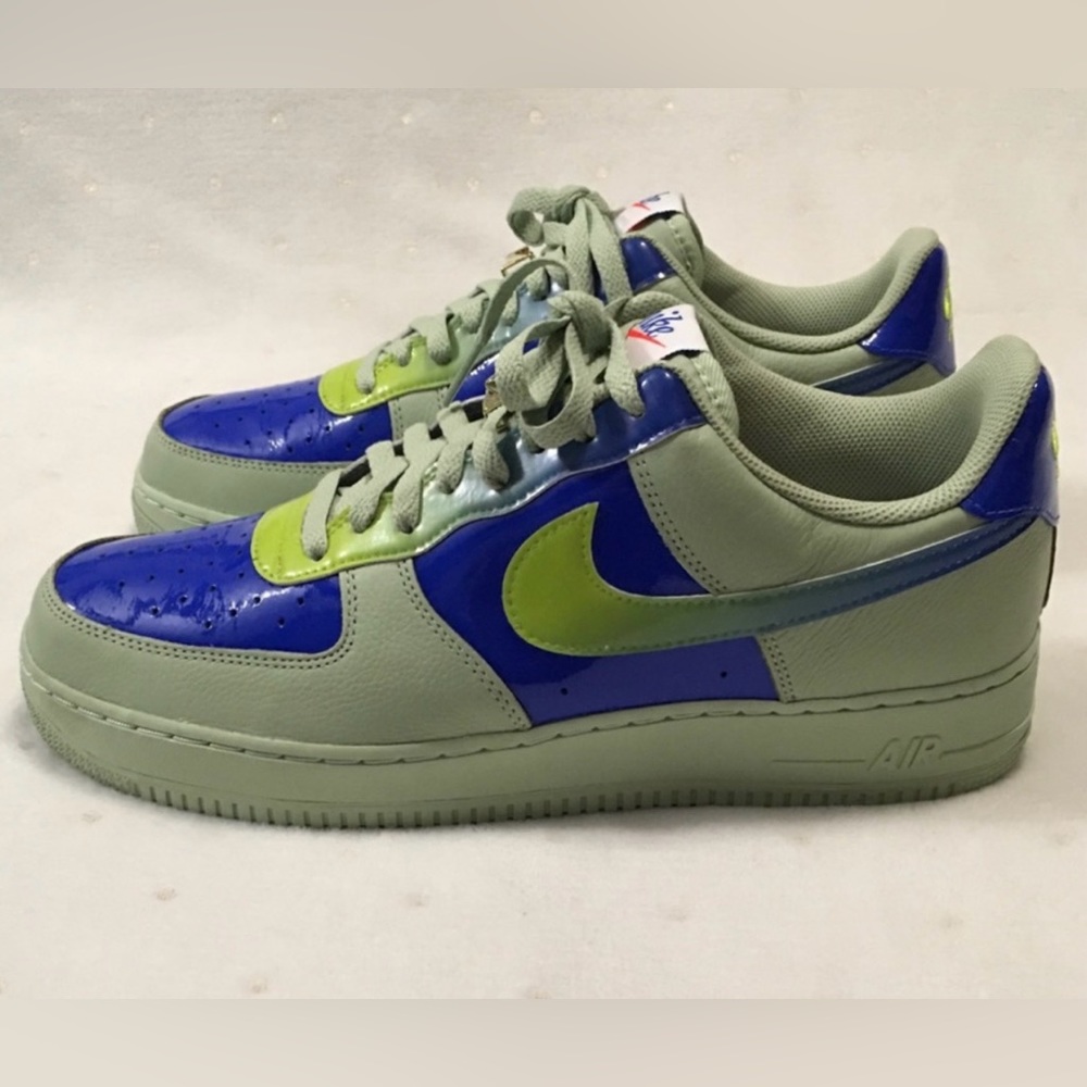 Nike By You iD Air Force 1 Low Custom Ombre Blue Green Patent Men Size 12 - Picture 2 of 13